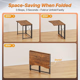 Huuger Folding Desk for Small Spaces, 31.5 Inch Foldable Computer Table, for Home Office, Study, Bedroom, Dorm, Space Saving, Small Writing Work Office Computer Desk, Easy to Fold, Rustic Brown Huuger