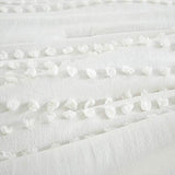 Comfort Spaces Cotton Comforter Set Jacquard Pom-Pom Tufts Design, Down Alternative, All Season Modern Bedding, Matching Shams, Full/Queen, Phillips, Ivory Comfort Spaces