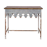 Creative Co-Op Metal Scalloped Edge Table with Zinc Finish and Wood Top Creative Co-Op
