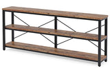 LITTLE TREE 70'' Narrow Long Sofa Console Table with 3-Tier Storage Shelf for Living Room, Rustic Brown LITTLE TREE