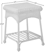 Jeco 3 Piece Wicker Chair and End Table Set without Cushion, White Jeco