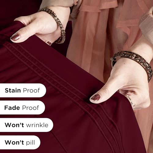 ROYALE LINENS 4 Piece Cal King Sheets Set - Soft Brushed 1800 Microfiber - 1 Fitted, 1 Flat Sheet, 2 Pillow Cases - Wrinkle Free & Fade Resistant - Hotel Luxury Bed Sheets (Burgundy, Cal King) ROYALE LINENS