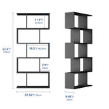 Cozy Castle Set of 2 Geometric Bookcase, S-Shaped Modern Bookshelf, Room Divider Bookshelf, 62" Tall Unique Abstract Bookcase with 5-Tier Display Shelf for Living Room Office, White & Black Cozy Castle