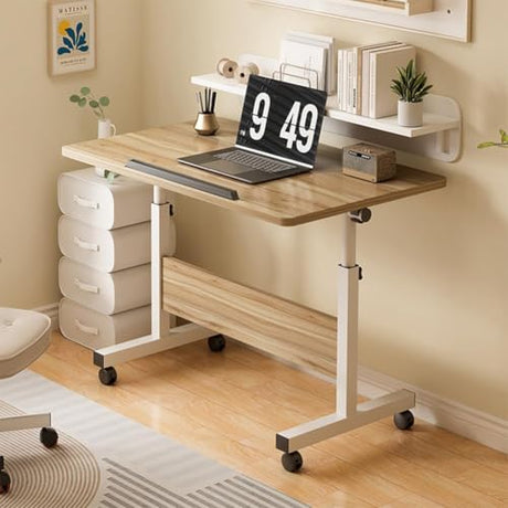 Takywep Adjustable Height Rolling Standing Desk, Mobile Foldable Sit Stand Workstation with Wheels for Laptop, Small Space Home Office Computer Table Takywep