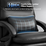 Holiwei Office Chair with Footrest, Big and Tall 400lbs Executive Desk Chair with Thickened Lumbar Support Pillow, High Back PU Leather Reclining Computer Chair, Ergonomic Swivel Task Chair, Black Holiwei