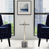 Butler Specialty Company Zane Brass and Bone Inlay Round Side Table -Black White Butler Specialty Company
