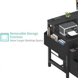 Lufeiya Gaming Desk with LED Lights and Power Outlets, 47 inch Computer Desk with Fabric Drawers, Reversible Home Office Desk with Monitor Stand, Black Lufeiya