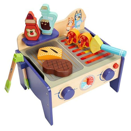 BLUEY – Wooden BBQ and Salad Set, 33-Piece Colorful Playset with Tongs and Food Pieces – Realistic Role-Play & Imaginative Fun for Ages 3 Years and Up, Medium BLUEY