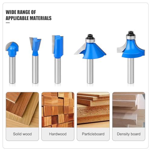 Router Bits Set of 15 Pieces 1/4 Inch Woodwork Tools for Beginners，Chamfer Router Bits for Woodworking on Wood Chamfer Router Bits for Woodworking on Wood (1/4 inch Shank, 15 Pieces) JGZUI