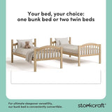 Storkcraft Long Horn Twin-Over-Twin Bunk Bed (Natural) - GREENGUARD Gold Certified, Converts to 2 Individual Twin beds Storkcraft