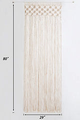 Mkono Macrame Curtain Boho Doorway Window Decoration Light Through Curtains Decor Handwoven Wall Hanging Art for Home Door Bedroom Wedding Backdrop Arch, Closet Room Divider, 29" W x 80" L Mkono