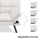 AMICLIBER Convertible Faux Leather Sofa Couch,Memory Foam Futon Couch Bed,Small Splitback Modern Loveseat Sleeper Sofa Bed for Living Room, Office, Apartment, Pear White AMICLIBER