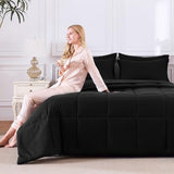 CozyLux Queen Comforter Set Black - 7 Pieces Bed in a Bag Queen, All Season Soft Bedding Set, Oeko-Tex Certified Bed Set with Down Alternative Comforter, Sheets, Pillowcases & Pillow Shams CozyLux