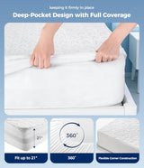 AVIKEN Waterproof Mattress Protector Full Size, Soft Breathable Mattress Pad with Deep Pocket 8"-21", Noiseless 3D Air Fabric Cooling Mattress Cover for Bed, Machine Washable, White AVIKEN