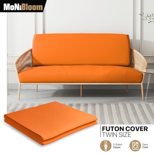 MoNiBloom Twin Futon Cover, Armless Stretch Futon Slipcover Armless Sofa Cover Furniture Protector, Washable Zippered Futon Couch Cover for Adults Kids and Pets, Jackknife Rv Sofa Covers, Pumpkin MoNiBloom