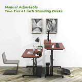Eureka Ergonomic Mobile Standing Desk 41 Inch, Lockable Home Office Height Adjustable Computer Desk PC Table with Hutch, Teak Top EUREKA ERGONOMIC
