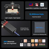 Longer Ray5 3.5W Mini Laser Engraver, DIY CNC,High-Speed Laser Cutter up to 12000 mm/min, Engraving and Cutting Machine for Wood, Metal, Acrylic, Leather, 130×130 mm Working Area, Connection Longer
