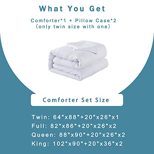 DOWNCOOL Full Size Comforter Sets -All Season Bedding Comforters Sets with 2 Pillow Cases -3 Pieces Bed Set Down Alternative Comforter Set -White Bedding Sets Full(82"x86") DOWNCOOL
