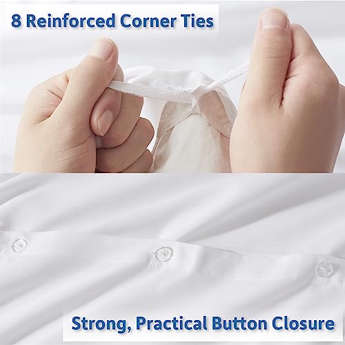 Nestl White Duvet Cover Full Size - Soft Double Brushed Full Size Duvet Cover Set, 3 Piece, with Button Closure, 1 Duvet Cover 80x90 inches and 2 Pillow Shams Nestl