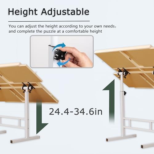 Fanwer Puzzle Table with Drawers 1500 Piece, Jigsaw Puzzle Tabe with Legs Adjustable Angle & Height, Tilting Puzzle Tables for Adults with Cover Plsatic, Gift for Mothers' Day, Birthday Gift Fanwer