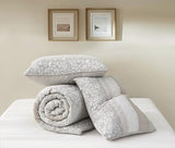 Chezmoi Collection Robyn 3-Piece Neutral Taupe Gray White Floral Hibiscus Flower Patchwork Striped Quilt Set - Pre-Washed Cotton Coverlet - Lightweight Reversible Bedspread, Queen Size Chezmoi Collection