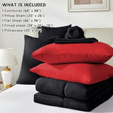 Anluoer Twin Comforter Set 5 Pieces, Black Bed in a Bag Bedding Set with 1 Comforter(68"*88"), 1 Pillow Sham, 1 Pillowcase, 1 Flat Sheet, 1 Fitted Sheet(39"*75") Anluoer