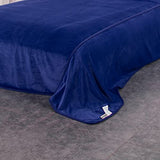 MORANJIAFANG Plush 340GSM Flannel Bed Blanket Cozy Microfiber Soft Thermal Fleece Blanket (Dark Blue, Oversized King 144"x144") MORANJIAFANG
