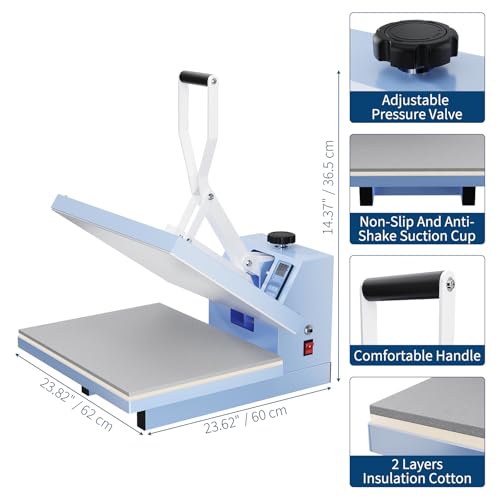 16x20 Heat Press, Digital Professional Press Machine, Fast Heating, Industrial Quality with Adjustable Pressure Industrial Digital Heat Transfer Machine for T-Shirt, Light Blue EliteEdge