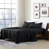 Cathay Home Essentials Ultra Soft Hypoallergenic Wrinkle Resistant Double Brushed Microfiber Bedding Sheet Set, Black, Twin Cathay Home