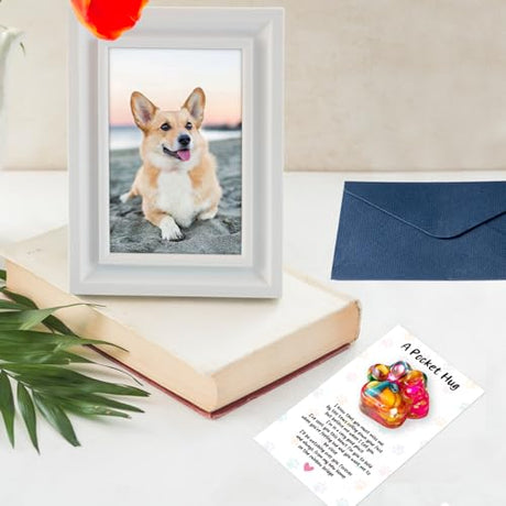 EYxsaxenk Loss Of Pet Sympathy Gift - Colorful Mini Paw Pocket Hug with Memorial Card Envelope Remembrance Bereavement Gift for Loss of Dog Cat Sympathy Favor Kid Adult Pet Lover Stress Relief Toy EYxsaxenk