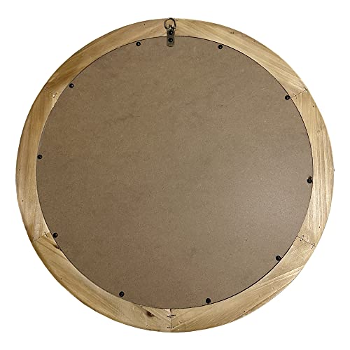 dwellington Rustic Round Wall Mirror, 24 Inch Wood Circle Mirror with Beads, Decorative Farmhouse Mirror for Living Room, Bedroom, Kitchen, Entryway (White) - WoodArtSupply