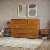 AFI, Northfield Queen Murphy Bed Chest with 6" Mattress, Storage Drawer & Built-in USB Charger, Light Toffee AFI