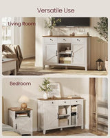 VASAGLE LIRY Collection - Buffet Cabinet, Coffee Bar Cabinet with 3 Drawers, Adjustable Shelves, Sideboard Storage with Cable Holes, Drawer Dividers, Rustic White and Honey Brown UBBK371W01V1 VASAGLE