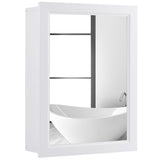 RELAX4LIFE Bathroom Medicine Cabinet with Mirror - Bathroom Wall Cabinet w/Single Door & Adjustable Shelf, Wood Mirrored Storage Cabinet Organizer, Recessed Bathroom Cabinet Wall Mount (White) RELAX4LIFE