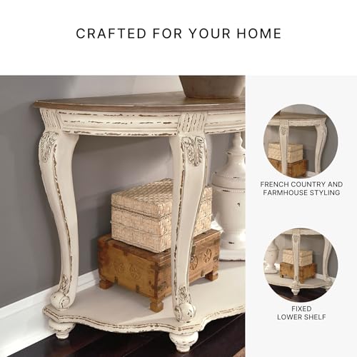 Signature Design by Ashley Realyn French Country Semi-Circle Console Table, White & Brown Signature Design by Ashley