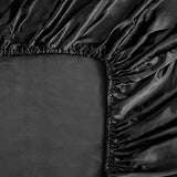 HommxJF Silk Satin Black Full Fitted Sheet, Deep Pocket Fitted Sheet Only, Breathable, Non- Fading, Fully Elasticized Bed Sheets Sold Separately HommxJF