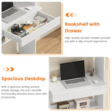kepptory 63" Tall Computer Desk with Hutch, Fluted Wood Computer Desk, Featuring Charging Station, Drawer and Storage Cabinet, for Home Office Work and Study (White) kepptory
