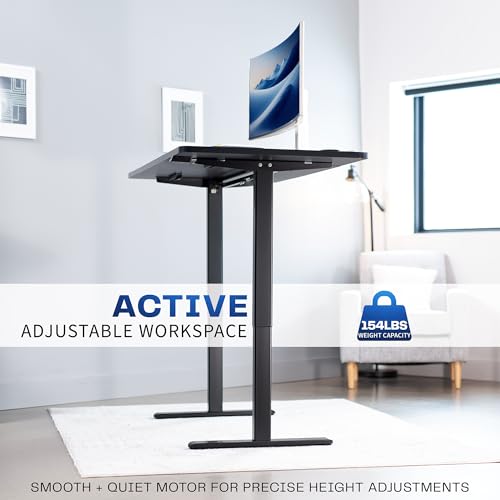 VIVO Electric Stand Up Desk Frame Workstation, Single Motor Ergonomic Standing Height Adjustable Base with Simple Controller, Black, DESK-V100EB VIVO