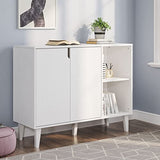 Panana Kitchen Buffet Cabinet Storage Sideboard with 2 Doors 2 Shelves, White, 41.8" L x 15" W x 32.5" H Panana