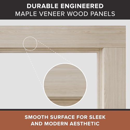 Modern Ember Sabine Wood Fireplace Mantel Surround Kit, Unfinished 56" x 42" Opening | 80" x 54" Overall | Minimal Modern Aesthetic; Includes Wooden Mantel Surround & Shelf