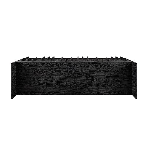 Walker Edison Contemporary Detailed 3-Door Sideboard, 55 Inch, Black - WoodArtSupply