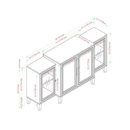Walker Edison 4-Door Tiered Modern-Sideboard-Buffet Stand for Storage, 62, Black Walker Edison