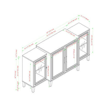 Walker Edison 4-Door Tiered Modern-Sideboard-Buffet Stand for Storage, 62, White - WoodArtSupply