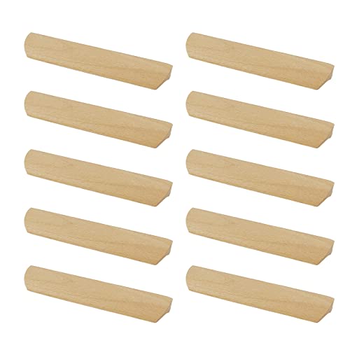 Tsnamay 10Pcs Unfinished Wood Solid Furniture Pulls Handles,Unfinished Unpainted Paintable Wooden Handles Cupboard Closet Drawer Handle Pull,Length Tsnamay