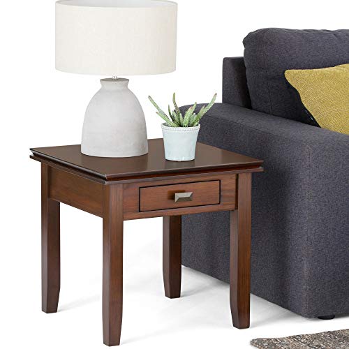 SIMPLIHOME Artisan SOLID WOOD 21 inch wide Square End Side Table in Russet Brown with Storage, 1 Drawer, for the Living Room and Bedroom SIMPLIHOME