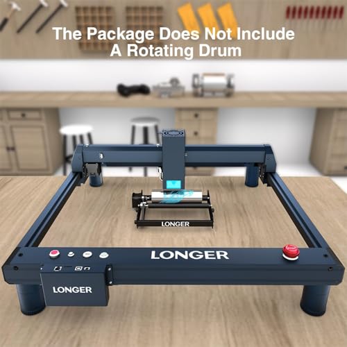 Longer B1 40W Laser Engraver, 48000mW Output Laser Cutter Machine with Auto Air Assist, 440mm*440mm Honeycomb, Y-axis Rotary Roller 360° Rotation with Bracket,8Pcs Laser Engraver Raiser QFLONGER