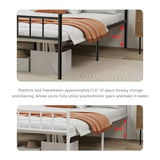 WJORATA Metal Platform Queen Bed Frame with Headboard Sturdy Steel Slats Support No Box Spring Needed Easy Assembly White WJORATA