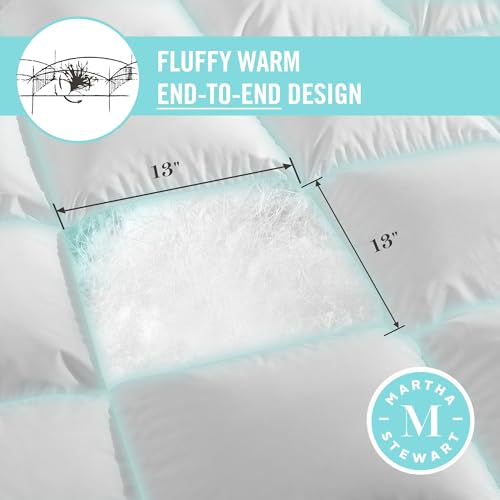 Martha Stewart Luxury White Goose Feathers Down Fiber Duvet Insert Queen Size - Hotel Collection 100% Cotton Comforter, All Season Medium Warmth, Breathable, Hypoallergenic, 90 x 90 Inch Martha Stewart
