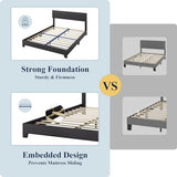 Allewie Queen Bed Frame with Adjustable Headboard, Faux Leather Platform Bed with Wood Slats, Heavy Duty Mattress Foundation, No Box Spring Needed, Noise-Free, Easy Assembly, Black Allewie