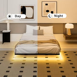 YIADDTION Full Size Floating Bed Frame with Smart LED Lights - Full Bed Frame Modern Metal Platform Bed, Easy Assembly No Box Spring Needed and Noise Free YIADDTION